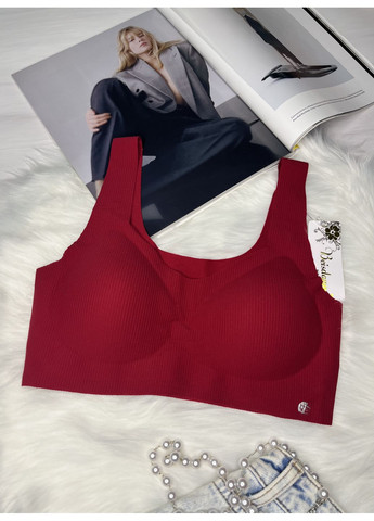 Красный бесшовный бюстгальтер топ в рубчик. Beisdanna без косточек полиамид, эластан