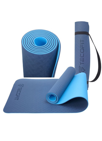 Dual Color TPE Mat / Двокольор. мат TPE 183*61*0.6cm/ (Blue+deep blue/ +голуб.) TOP18013825/6 TECOFIT (370439629)