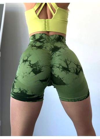 Шорти з пуш ап спортивні жіночі для фітнесу безшовні з принтом Tie-Dye FITCRUSH (338379760)