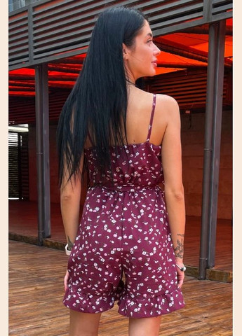 Легкий комбенизон с цветочным принтом Кимберли Look & Buy комбинезон-шорты однотонный бордовый повседневный софт