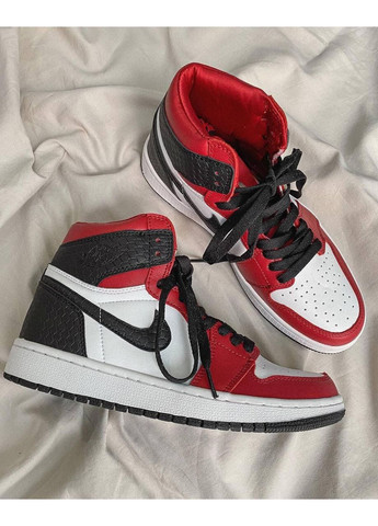 Черные демисезонные кроссовки мужские nike air jordan 1 retro high black red white 1 найк аир джордан No Brand
