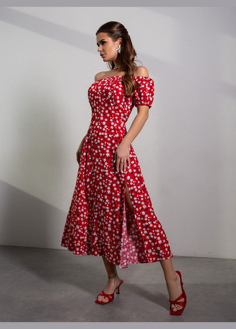 Красное повседневный платья ISSA PLUS с цветочным принтом