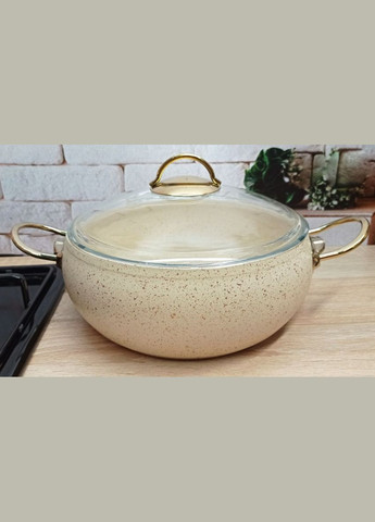 Кастрюля O.M.S. Collection 3141 с гранитным покрытием с крышкой 18 см 2 л Слоновая кость (Турция) No Brand (317185923)