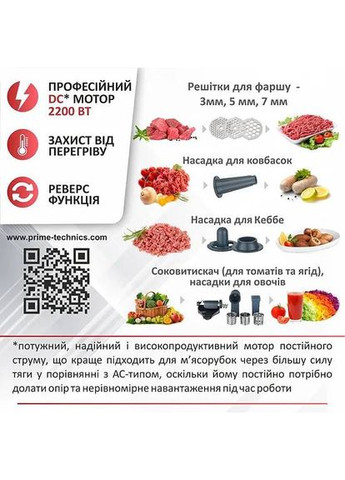Мясорубка PG 2243 WGD PRIME TECHNICS (313649870)