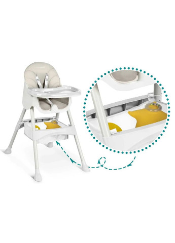 Дитяче крісло стілець для годування дітей малюків складне зі знімним підносом із ременями безпеки 3 в 1 (479224-Prob) Сіре Unbranded (316355163)