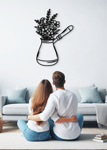 Современная картина на кухню, декоративное панно из дерева "Кофе в турке", стиль минимализм 25х18 см Woodyard (292013013)