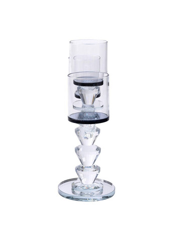 Канделябр на 3 свічки 22×9×23 см підсвічник декоративний скляний на ніжці Чорний HP-4-22 Yiwu (370973838)