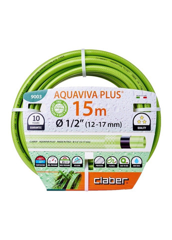Садовий шланг Aquaviva Plus 81868 (1/2", 15 м) для поливання (22333) Claber (286422751)