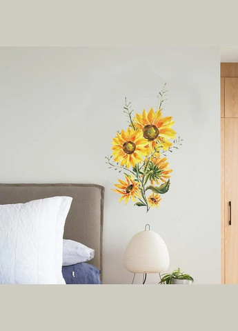 Наклейка на стену Подсолнухи с бабочками (лист 60 х 30 см) Б1395 No Brand (315362501)