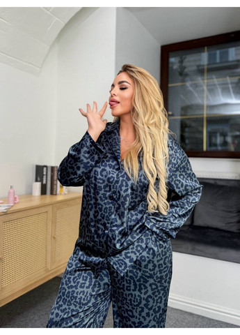 Черная пижама шелк премиум качества, рубашка и брюки Україна