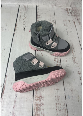 Черевики зимові дитячі на дівчинку Рожево-сірий (033) Clibee (369569775)