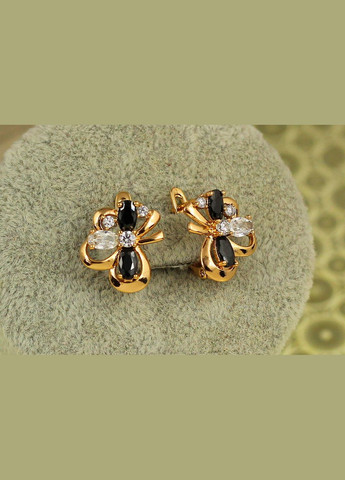 Серьги франт с черными и белыми 1,4 см золотистые. Xuping Jewelry (328451016)