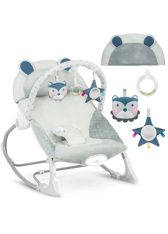 Дитяче крісло гойдалка шезлонг з вібрацією знімним оголів'ям іграшками для дітей малюків від народження (477146-Prob) Сіро-синє Unbranded (294908236)