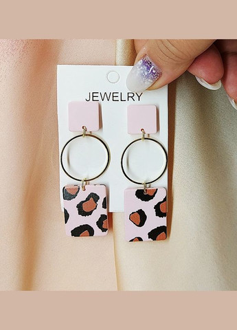 Сережки подовжені Леопард на рожевому No Brand (336211413)