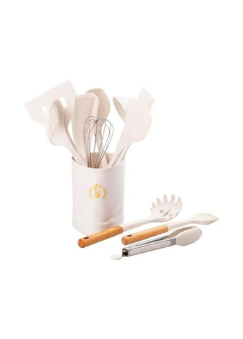 Набір кухонного приладдя на підставці 12 штук з дерев'яною ручкою YRUR9 TS Kitchen комбінований,