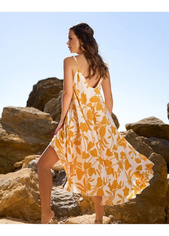 Білий повсякденний сукні 14771 білий/гірчичний ISSA PLUS