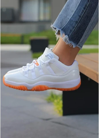 Білі літні кросівки nike air jordan retro 11 white orange найк аір джордан No Brand