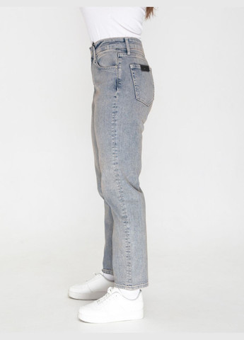 Джинсы женские грязно-синие МОМ прямые большой размер Мom regular Cracpot - (322999536)