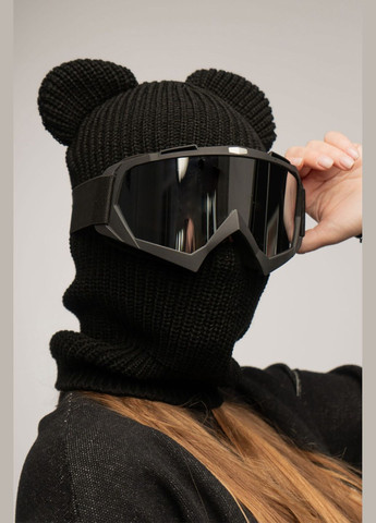 ТУР унисекс балаклава с ушками черного цвета "беар" однотонный черный производство - Украина