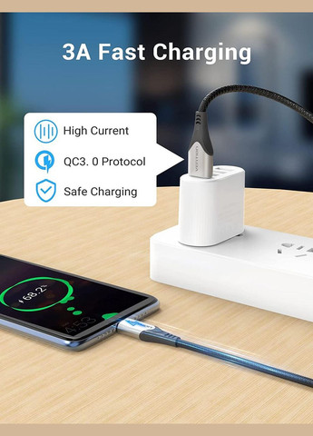 Кабель USB to Type-C QC 3.0 3A 3м в оплетке (CODHI) Vention (300524078)