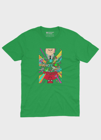 Зелена демісезонна футболка для хлопчика з принтом супергероя - людина-павук (ts001-1-keg-006-014-022-b) Modno