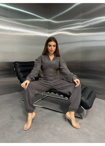 Жіночий флісовий комбінезон Osoblyva комбінезон-брюки сірий