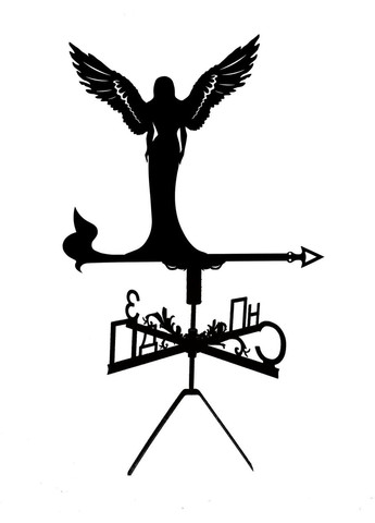 Флюгер на дом Ангел, флюгер на крышу из металла 3 мм. No Brand (368896649)