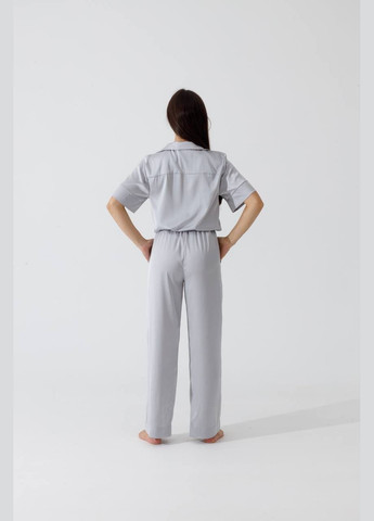 Сіра піжама з італійського шовку, штани + сорочка, сіра Shine