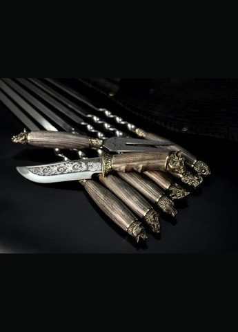 Набор шампуров Люкс Звери с ножом и вилкой в закрытом колчане 8 предметов 47330160 NB Art (346152138)