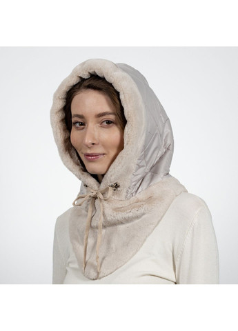 Капор женский плащевка / искусственный мех шиншилла бежевый КАРЕН LuckyLOOK 653-887 (322790702)