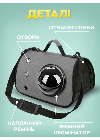 Сумка для перенесення домашніх тварин RIAS CP-31 з ілюмінатором 40x26x25 см Grey (3_03290) CosmoPet (395880012)