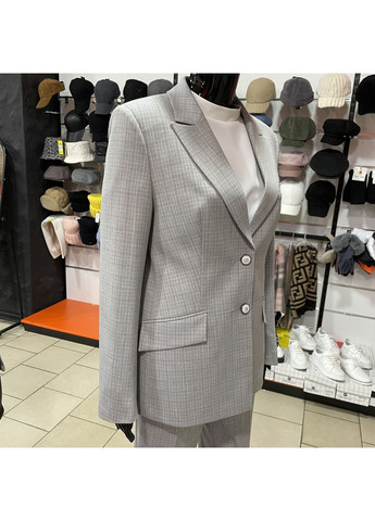 Серый женский пиджак j. london женский классический премиум длинный рукав на пуговицах 46 No Brand -