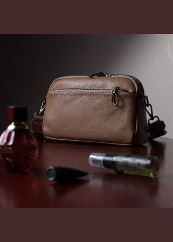 Жіноча стильна кроссбоді з натуральної шкіри бежева 22599 Vintage (329197047)