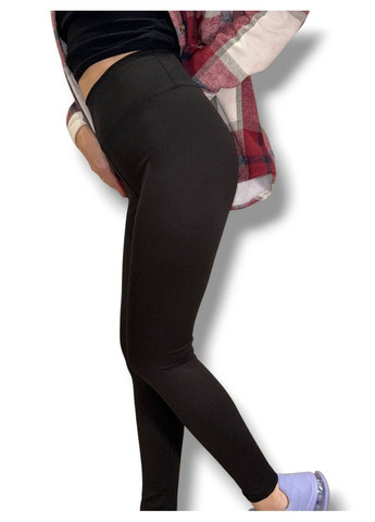 Лосины эластичные в рубчик женские с высоким широким поясом классические без утепления демисезон 99-101см No Brand Лосини в рубчик класичні без підкладки фуксія (342758751)