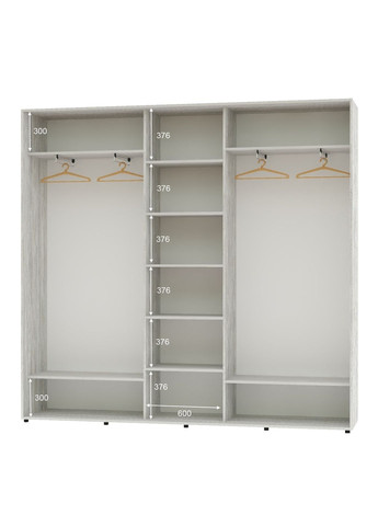 Шкаф-купе трехдверный 240*45*250 Сосна Натти 3 двери Зеркало ШК-04 Алекса (360476928)