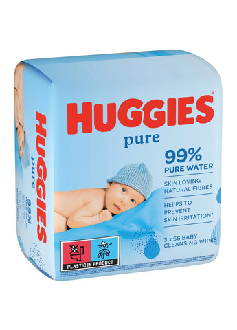 Вологі серветки Pure 2+1, 168 шт. (3 уп. по 56 шт.) Huggies 2434331 (350969132)