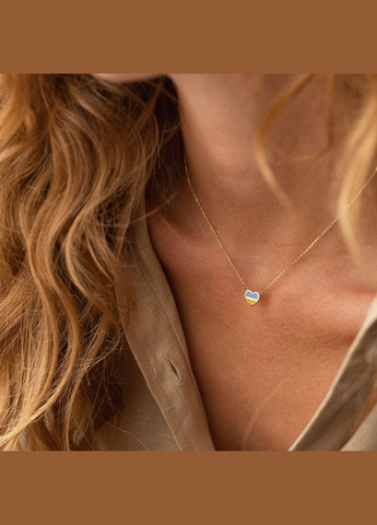 Колье С Украиной в сердце в желтом золоте (голубая и желтая эмаль) кол02263 43 43 Oniks (264644278)