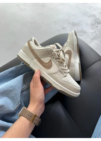 Кроссовки женские и мужские Nike SB Dunk Low Grey White Brown | Найк СБ Данк низкие серые No Brand серые демисезоны (401726566)