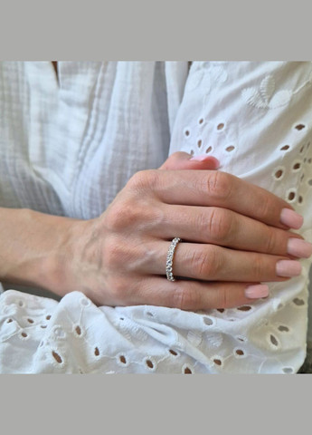 Серебряное кольцо Дорожка с Белыми камнями 16.5 размер серебро 925 пробы родированное л022р 1.75г No Brand (335053829)