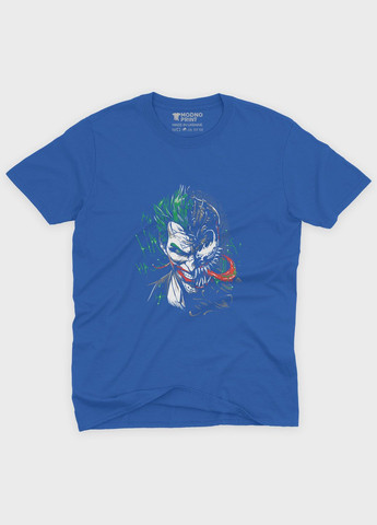 Синя демісезонна футболка для хлопчика з принтом суперзлодія - джокер (ts001-1-brr-006-005-028-b) Modno
