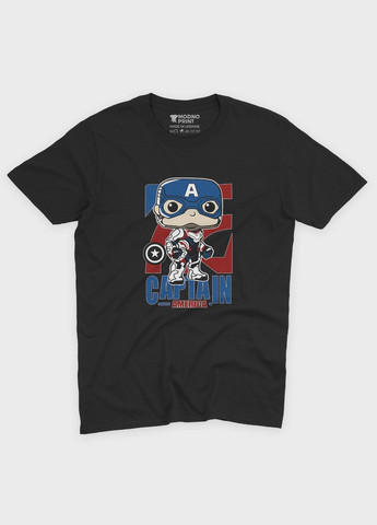 Черная демисезонная футболка для девочки с принтом супергероя - капитан америка (ts001-1-gl-006-022-007-g) Modno