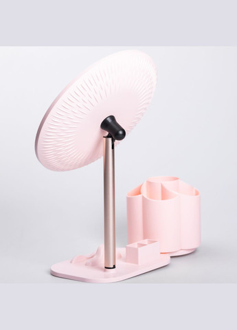 Косметическое зеркало с LED-подсветкой и органайзером 21 см, розовый Yiwu (324423354)