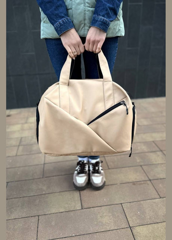 Жіноча сумка з відділенням для взуття спортивна дорожня повсякденна Route беж No Brand (290011633)