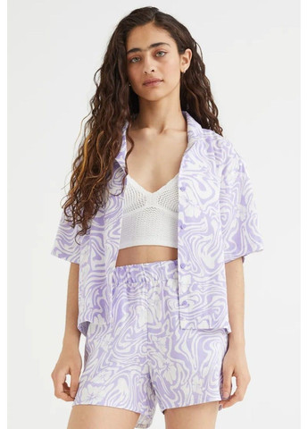 Женские широкие шорты Н&М (57042) S Фиолетовые H&M (293055737)