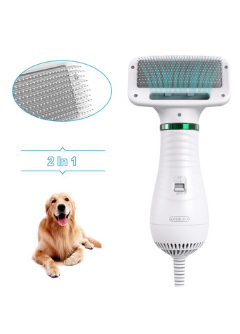 Щётка-фен расчёска для груминга шерсти собак и кошек 2в1 PET Grooming Dryer WN-10 массажёр для животных Белый No Brand (319712668)