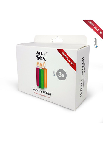 Набор восковых свечей size S 10 см (3 шт), низкотемпературные, люминисцентные Art of Sex (297587657)