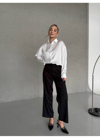 Біла шовкова сорочка oversize No Brand (365751516)