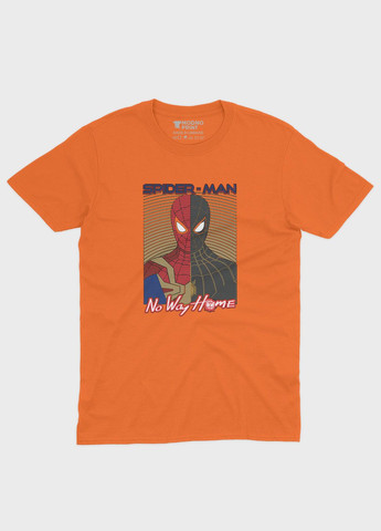 Помаранчева демісезонна футболка для хлопчика з принтом супергероя - людина-павук (ts001-1-ora-006-014-009-b) Modno