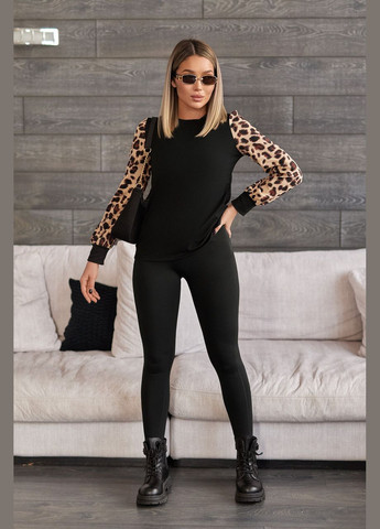 Стильная женская кофточка с леопардовыми рукавами Fashion Girl (321497372)