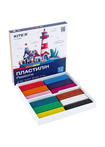 Пластилин 12 цветов 240 грамм Classic К-1086 Kite (401547359)